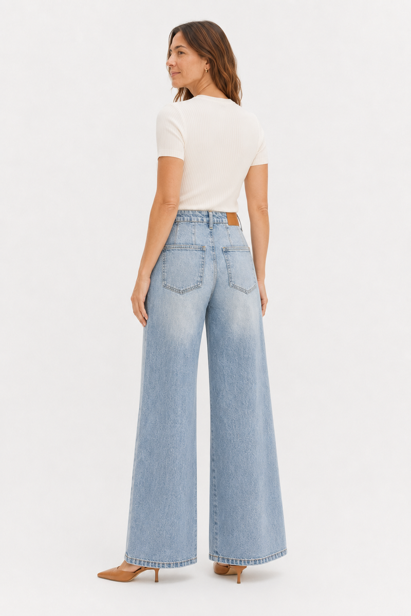 Campell Wide Leg High Rise Light Indigo Worn