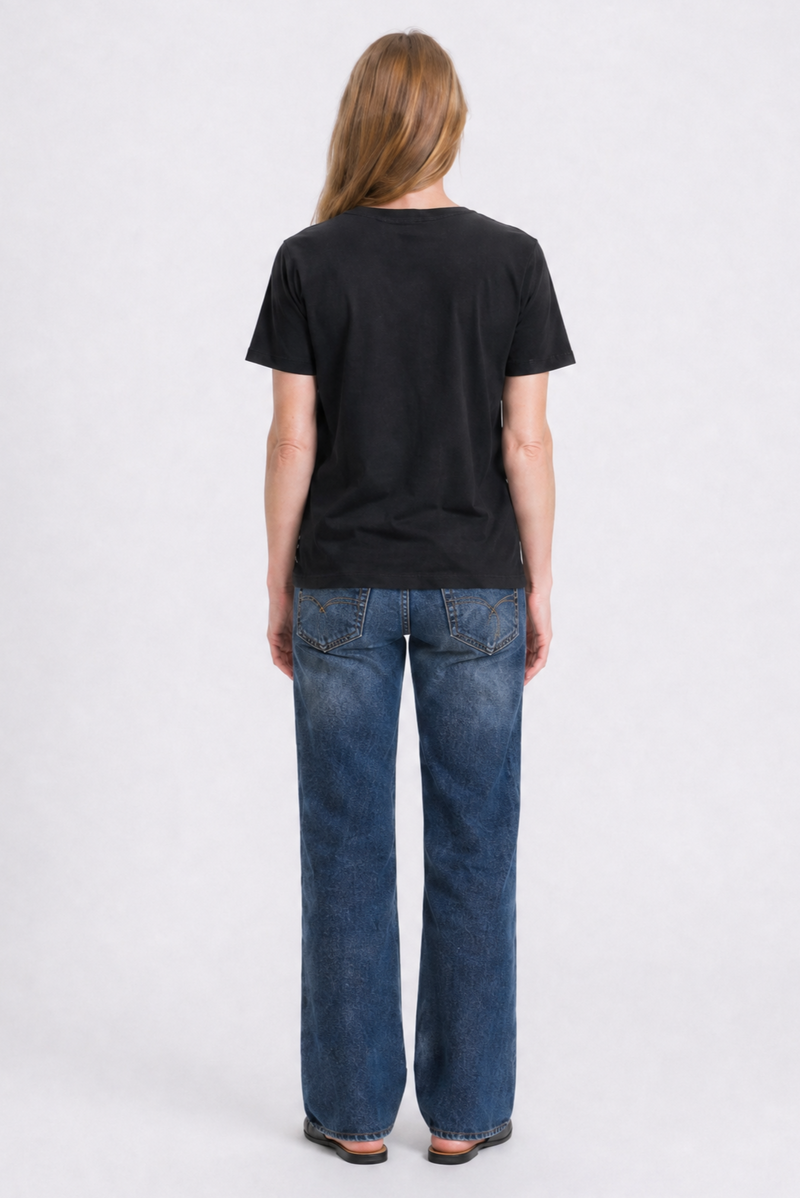 Camille V Neck Tee Black