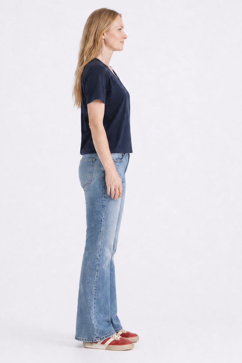 Camille V Neck Tee Navy Blazer