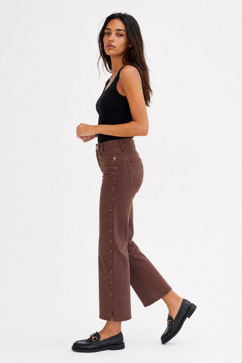 Addington Mid Rise Wide Leg Crop Sculpt+ Chocolate Brown Overdye