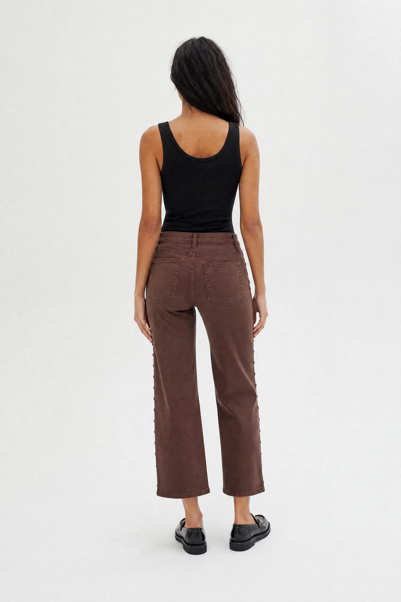 Addington Mid Rise Wide Leg Crop Sculpt+ Chocolate Brown Overdye