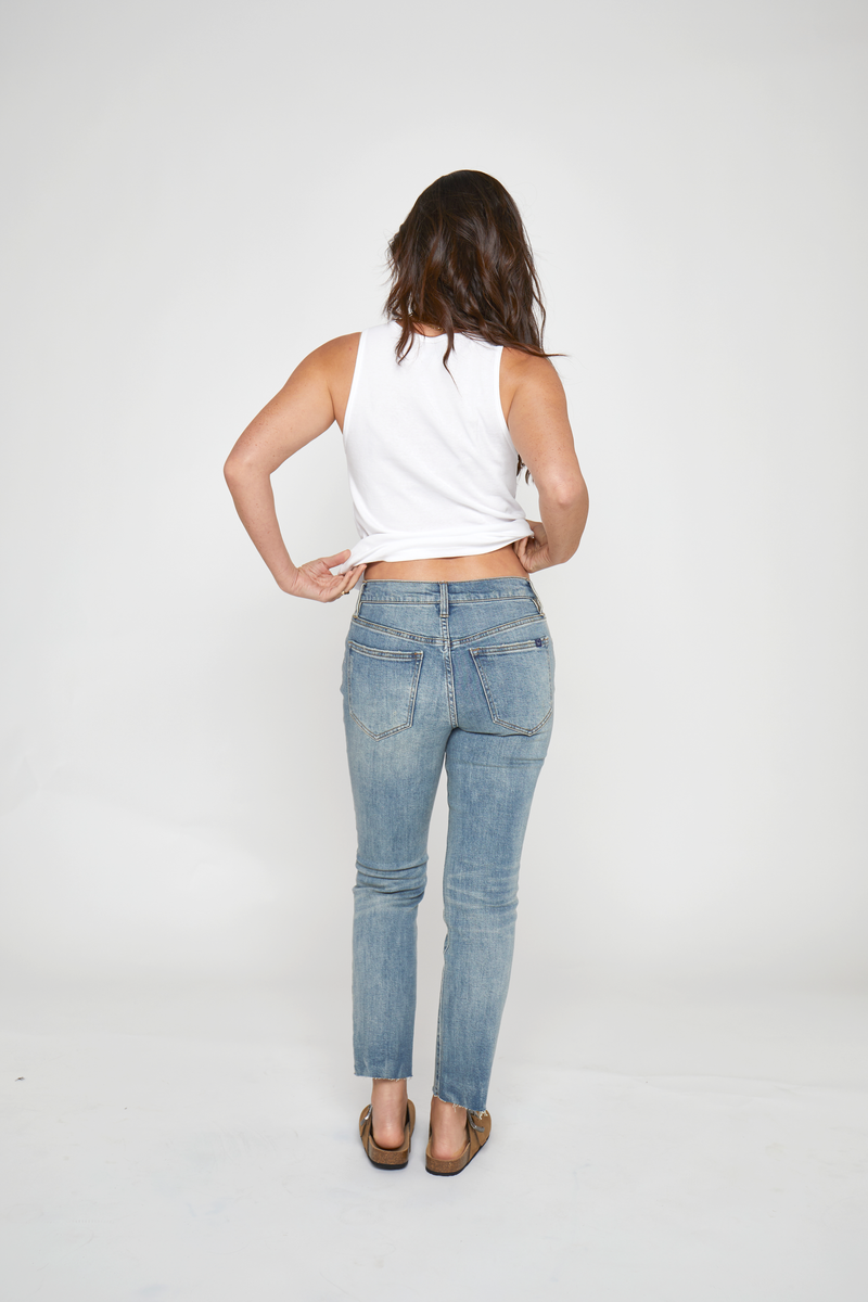 Back view of petite model in women&