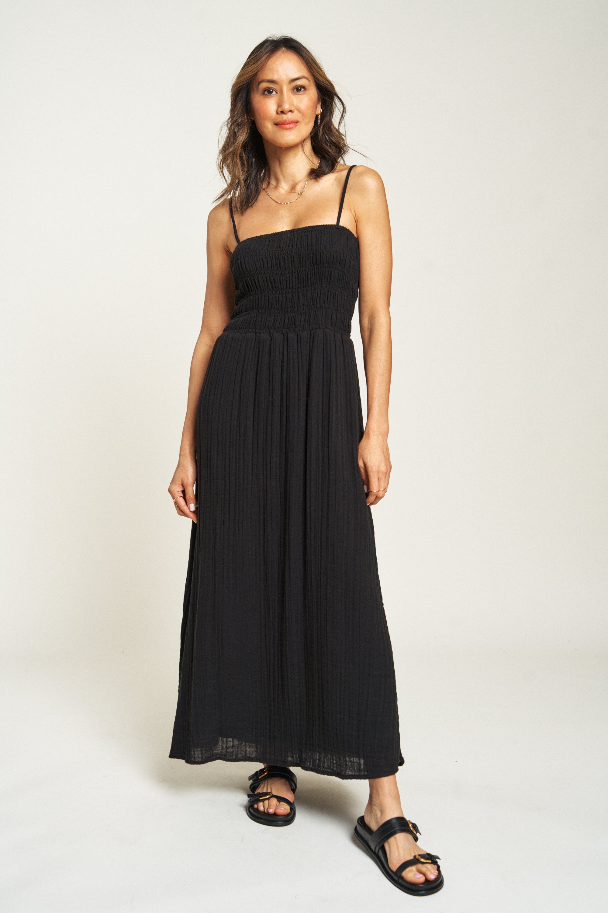 Maybrook Maxi Dress – Black Cotton Maxi Dress for Women