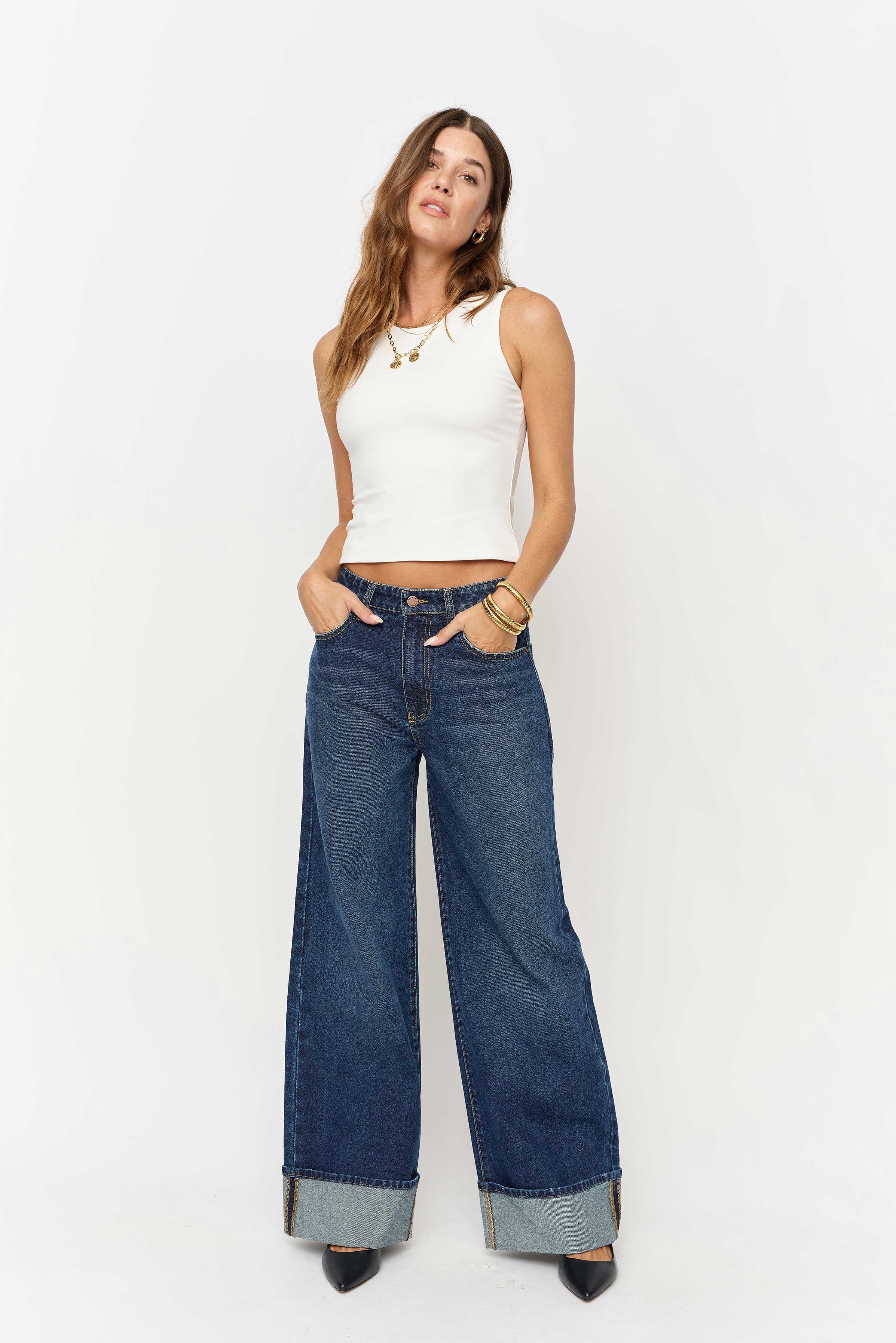 Parker High Rise Wide Leg Dark Worn - Oliver Logan