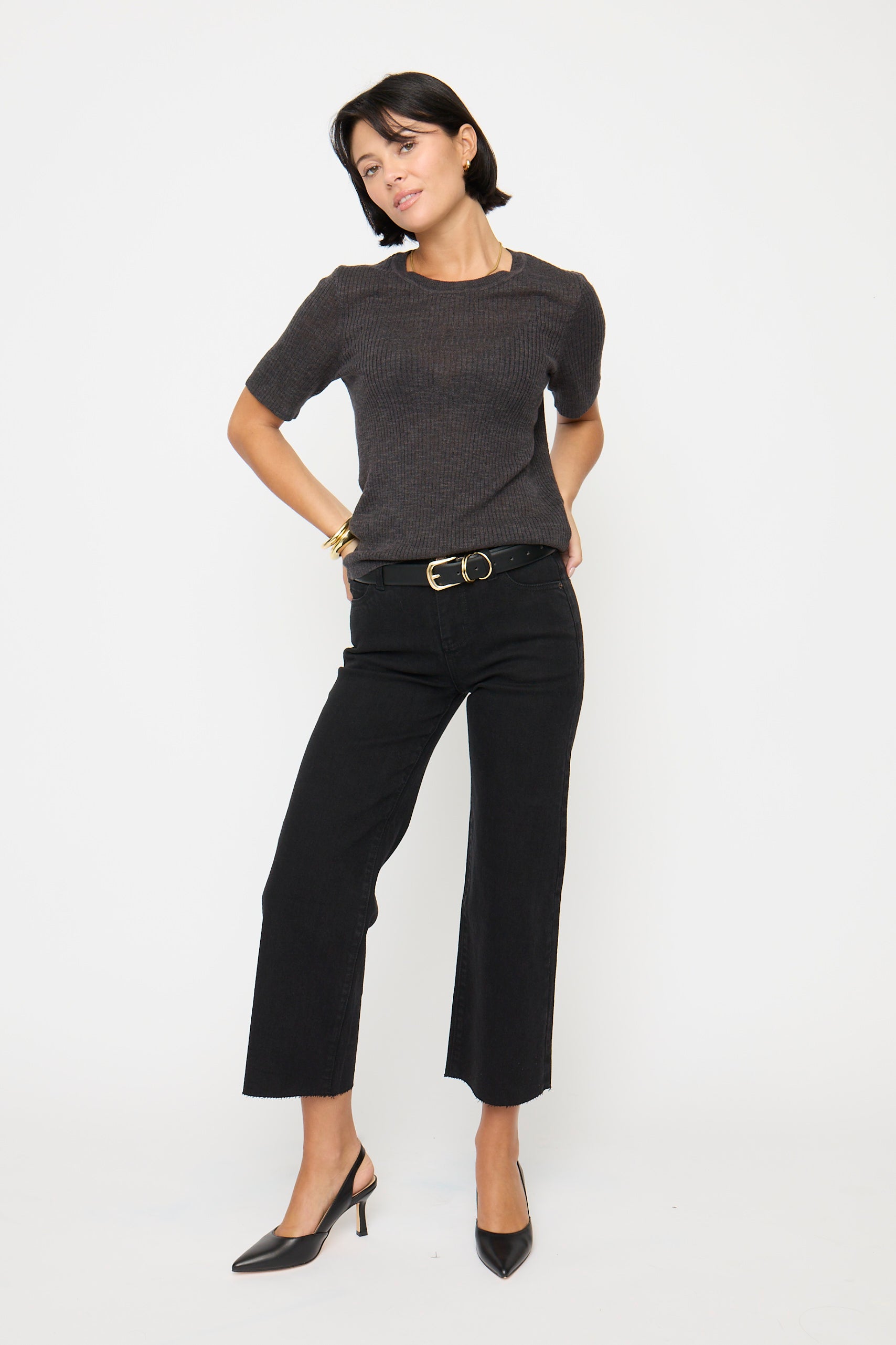 Aberdeen Wide Leg Crop Jeans – Black | Oliver Logan - Oliver Logan