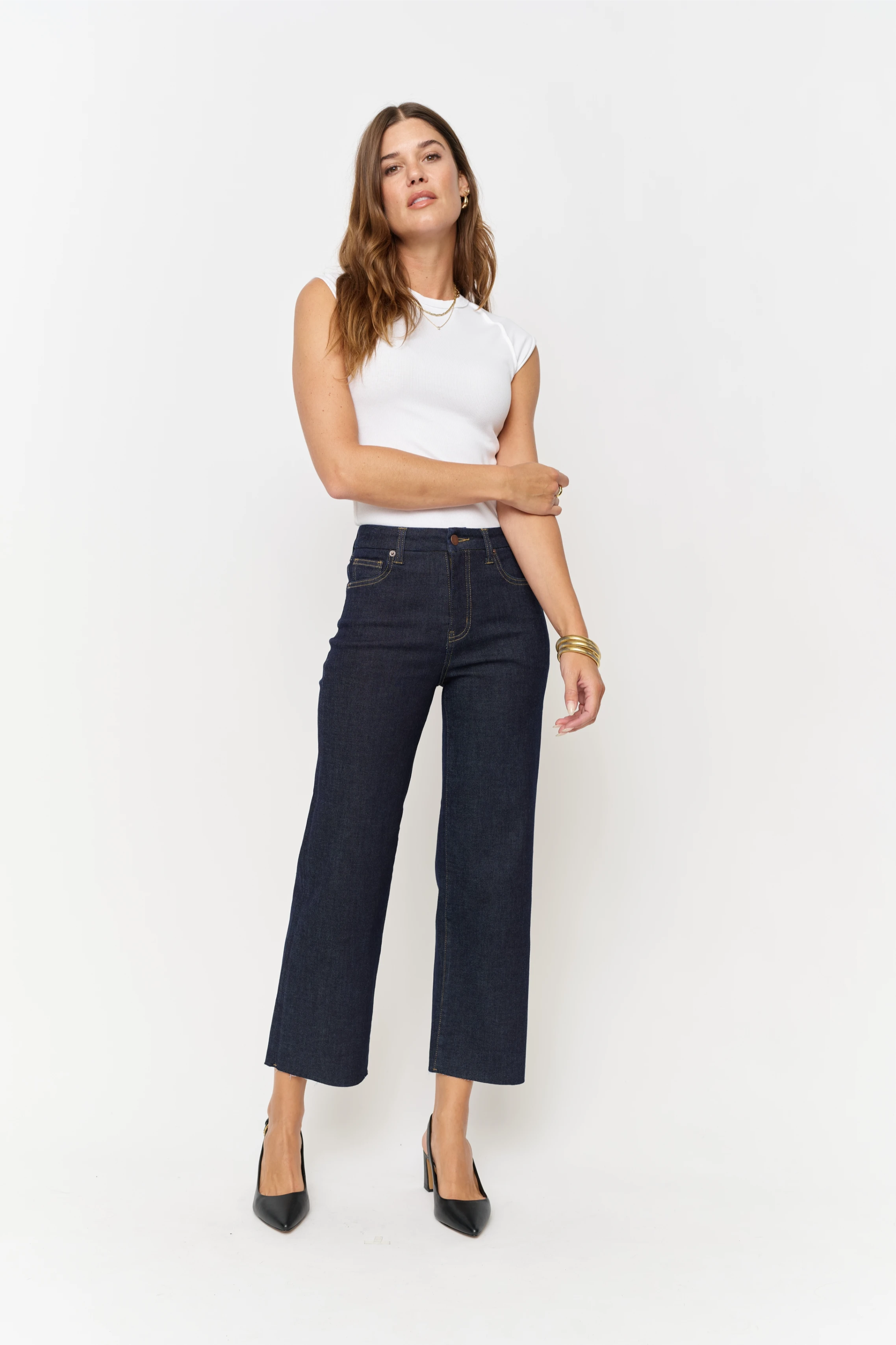 Aberdeen Wide Leg Crop Jeans – Timbers Wash | Oliver Logan