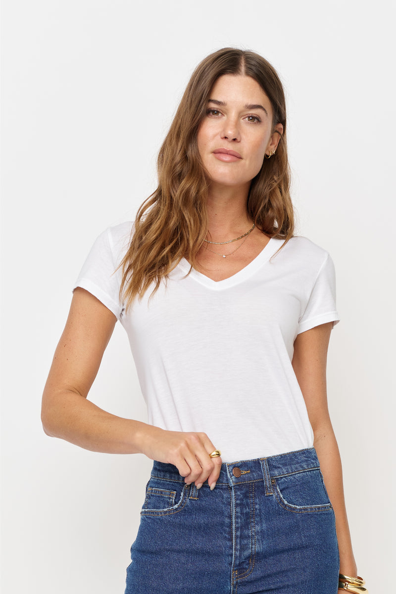 Sloane V Neck Tee White