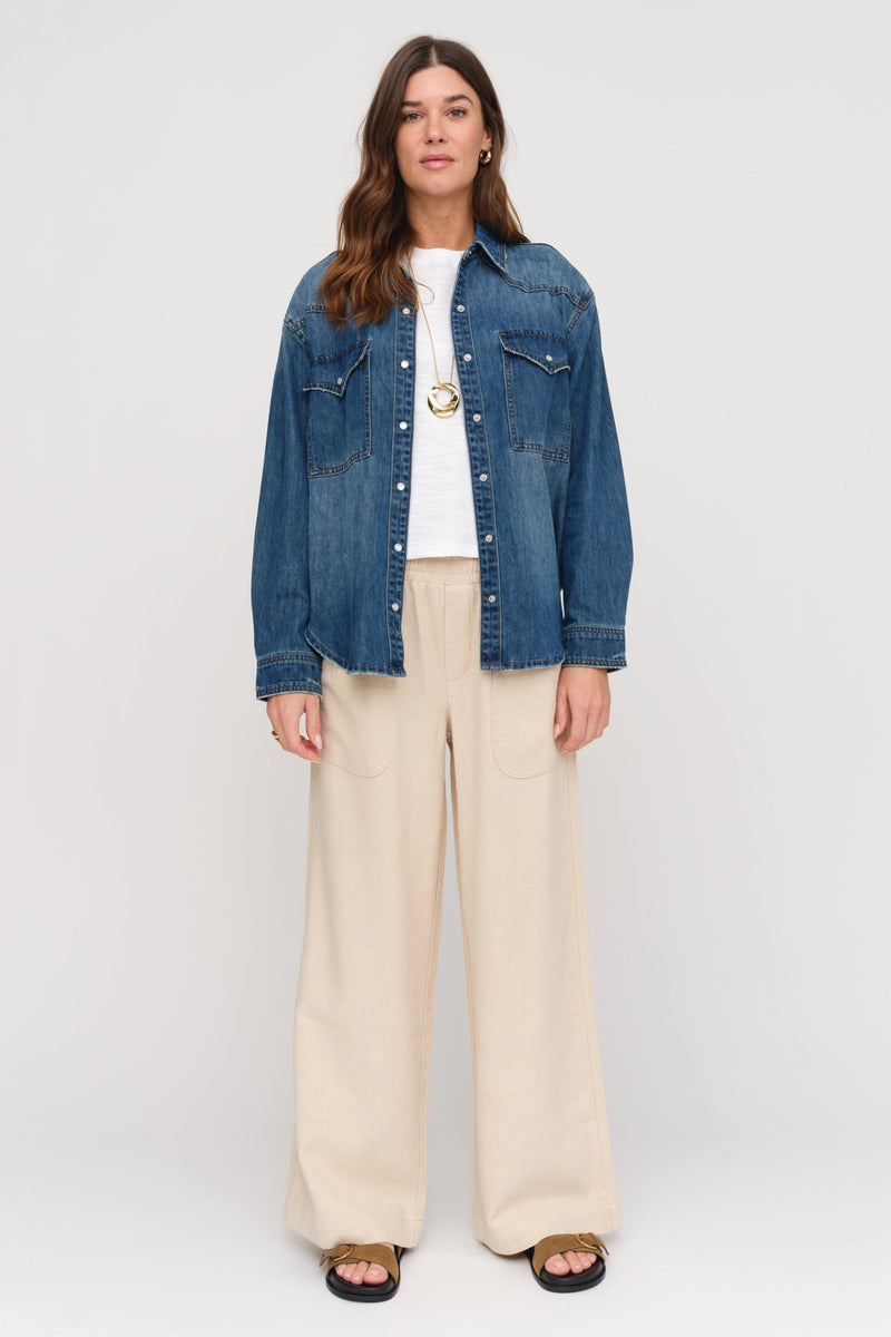 Morrison Button-Up Denim Shirt Dusted Blue
