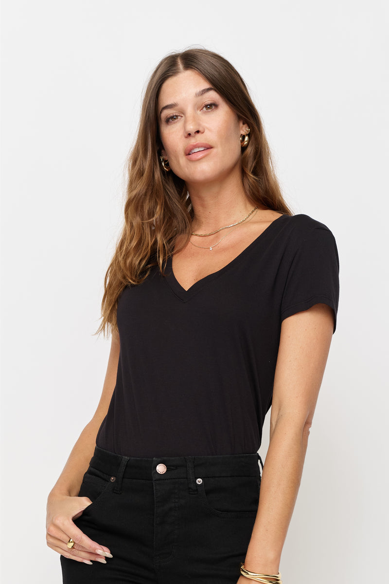 Sloane V Neck Tee Black