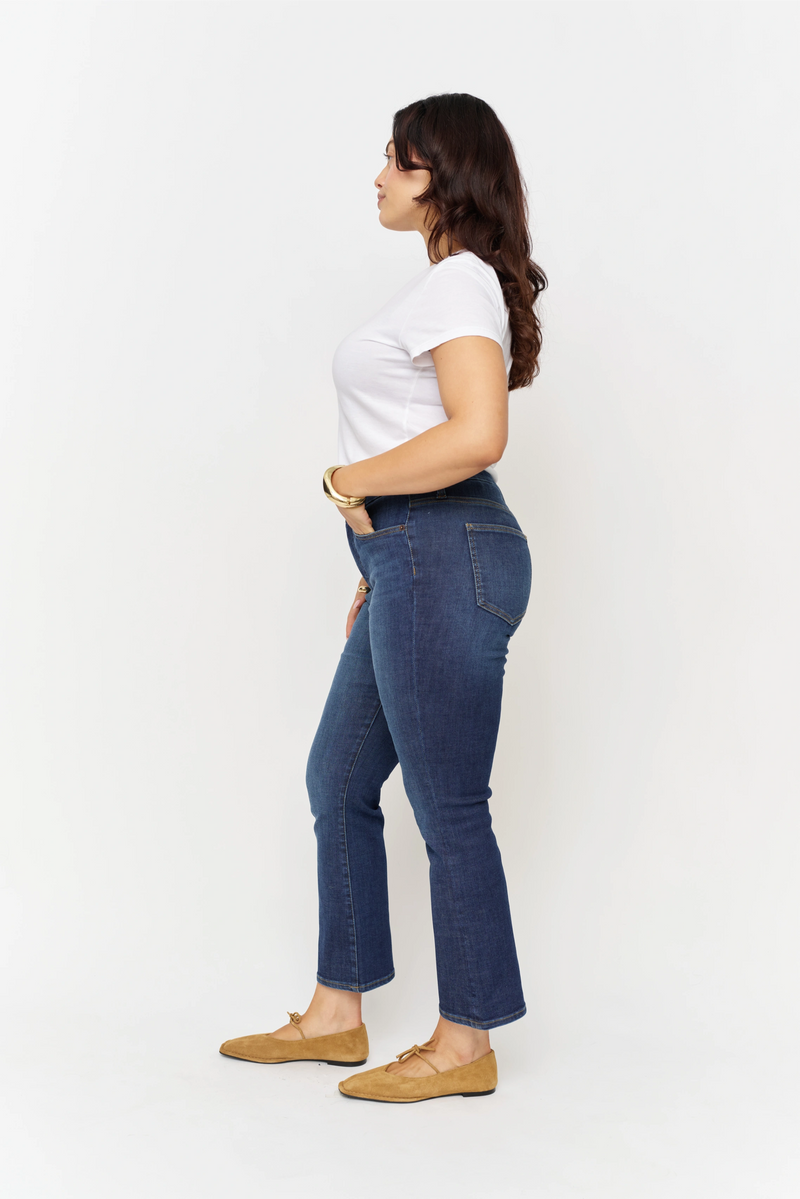 Palmer Kick Flare Mid Rise Crop Sculpt+ Dark Worn