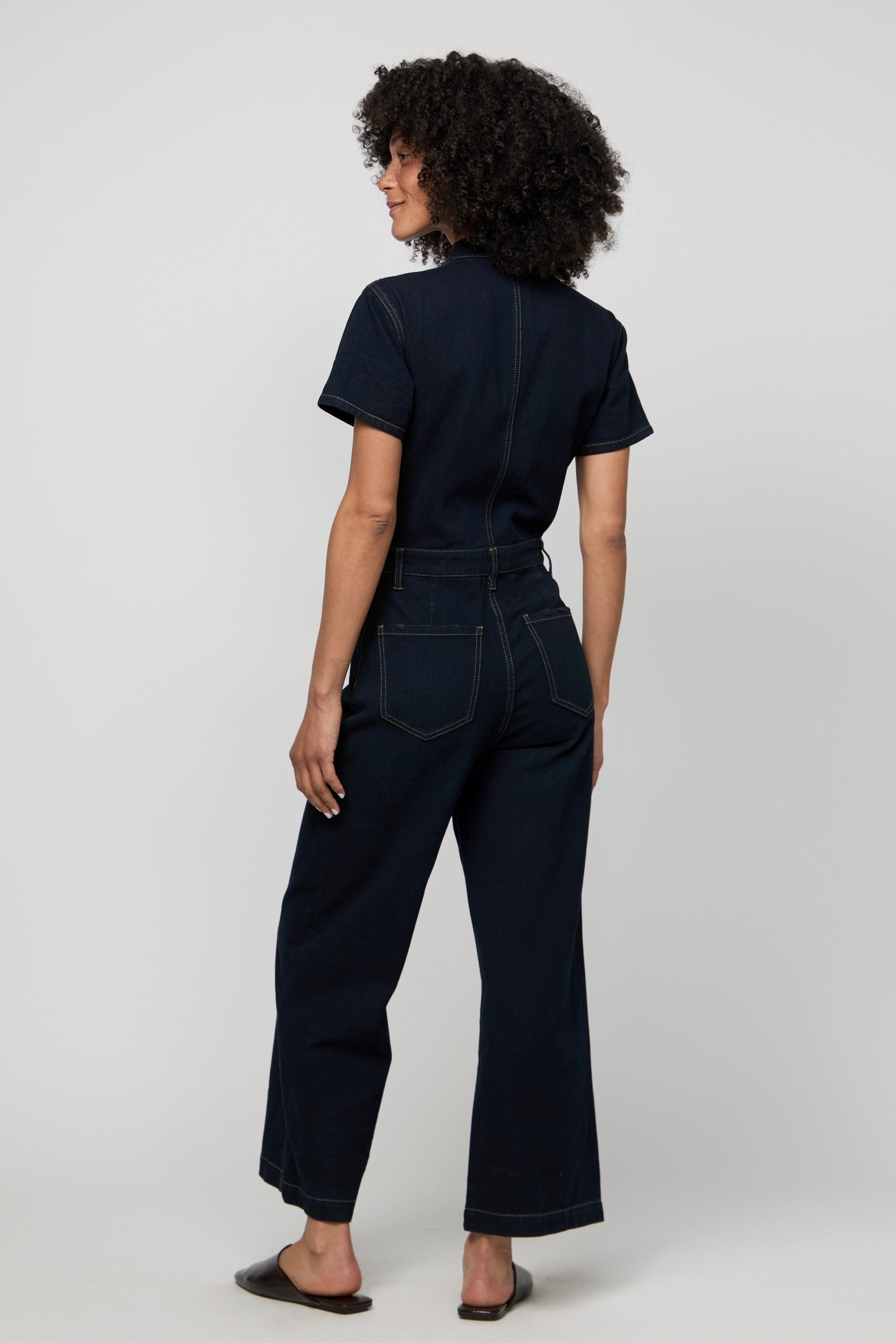 Ashby Coverall – Women's Black Denim Romper | Oliver Logan