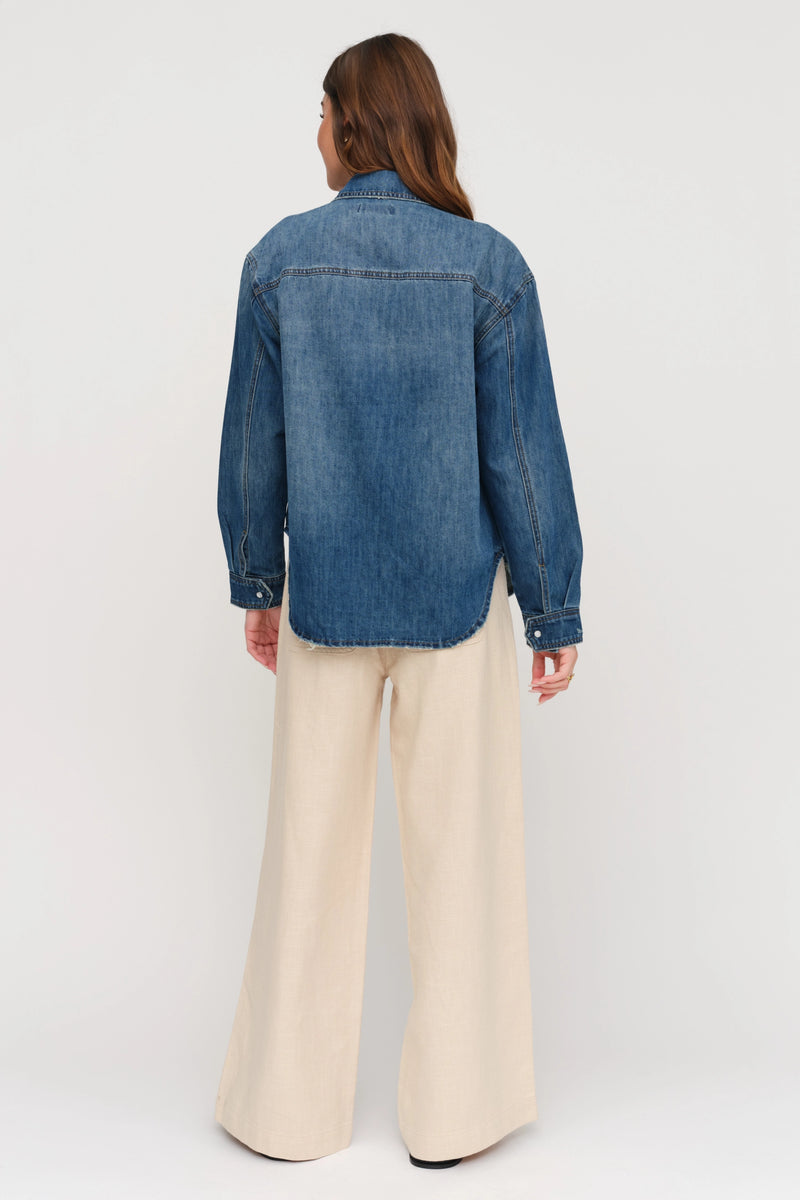 Morrison Button-Up Denim Shirt Dusted Blue
