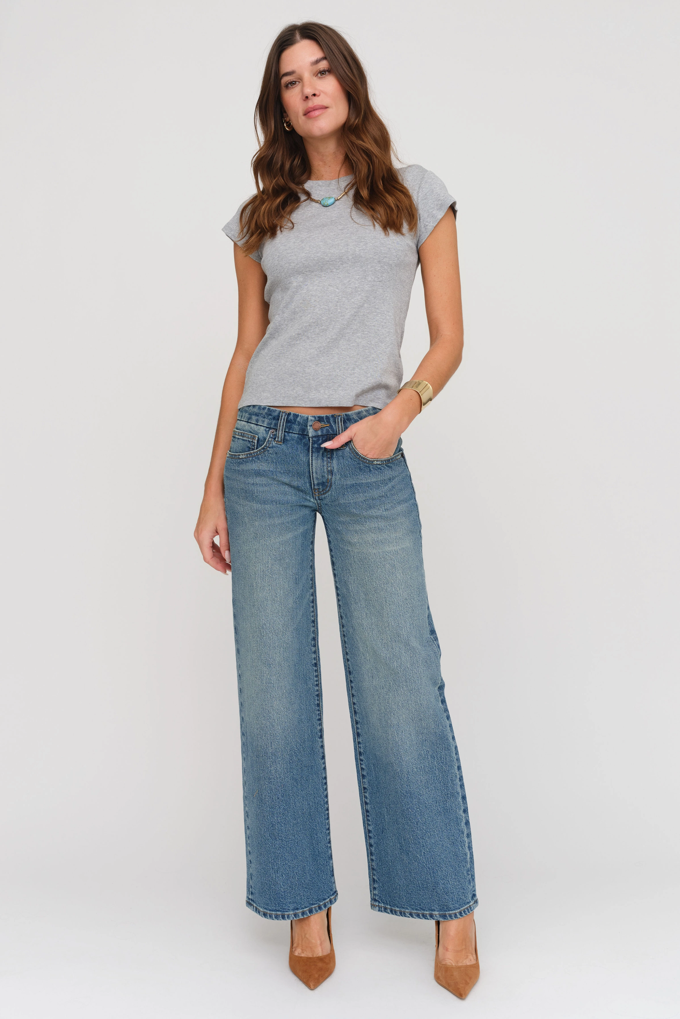 Winston Low Rise Wide Leg True Blue Worn - Oliver Logan