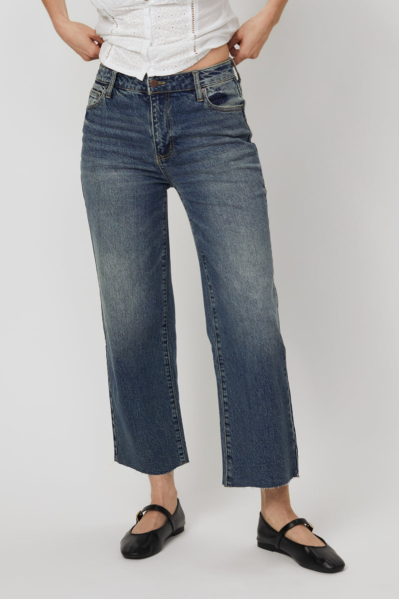 Aberdeen High Rise Wide Leg Crop Dark Tint Worn