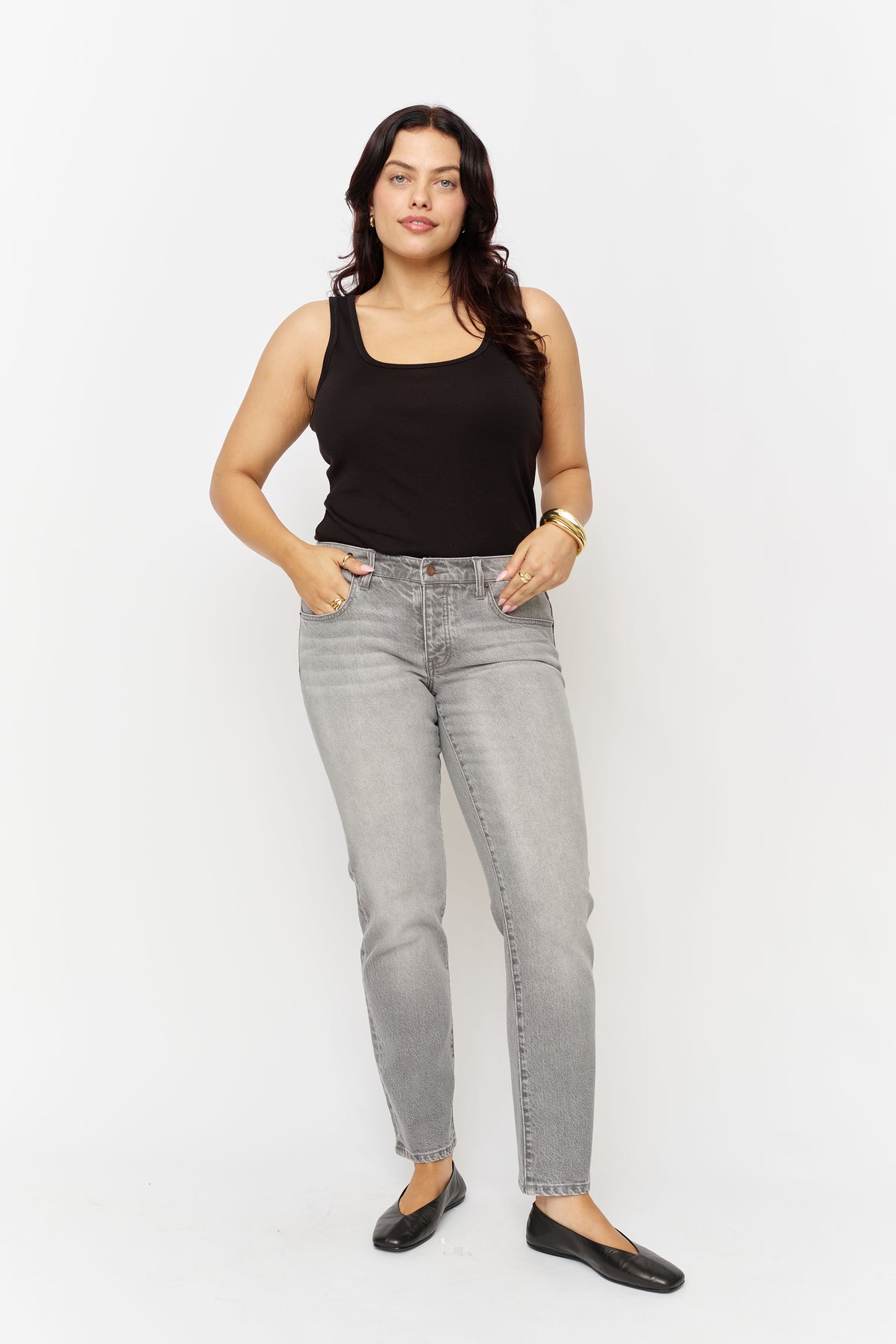Chester High Rises Chester Low Rise Slim Straight Medium Grey Worn - Medium Grey Worn / 24 ...