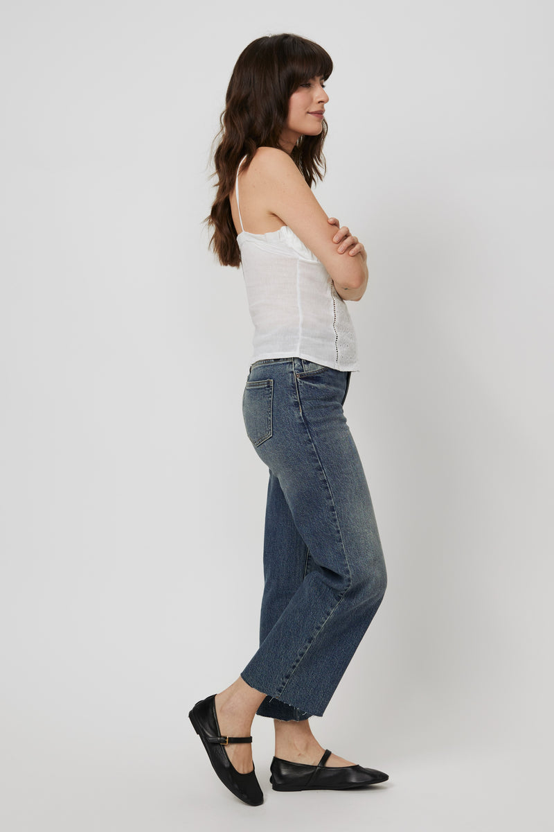 Aberdeen High Rise Wide Leg Crop Dark Tint Worn