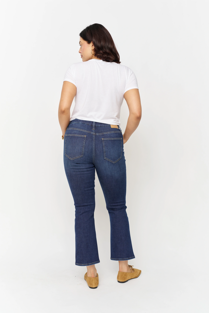 Palmer Kick Flare Mid Rise Crop Sculpt+ Dark Worn