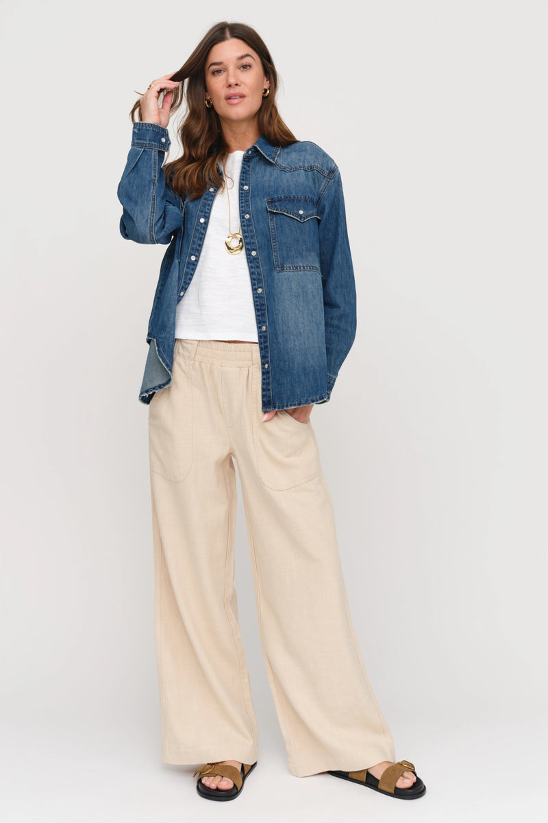 Morrison Button-Up Denim Shirt Dusted Blue