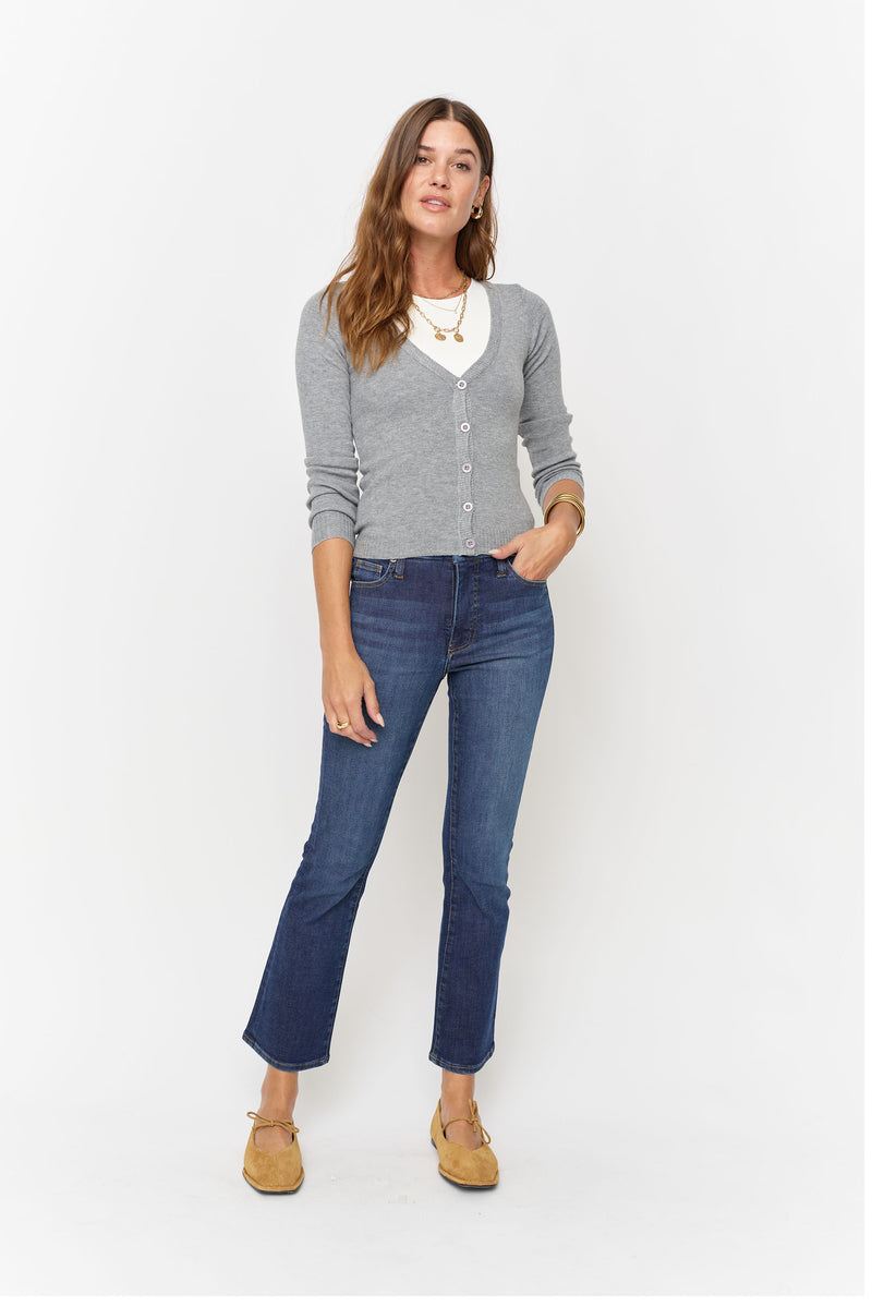 Palmer Kick Flare Mid Rise Crop Sculpt+ Dark Worn