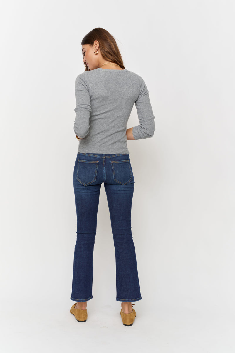 Palmer Kick Flare Mid Rise Crop Sculpt+ Dark Worn