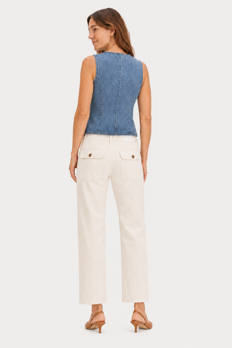 Sherman High Rise Relaxed Wide Leg Vanilla