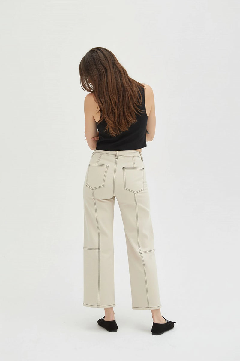 Lawson Wide Leg High Rise Ankle Crop Ecru