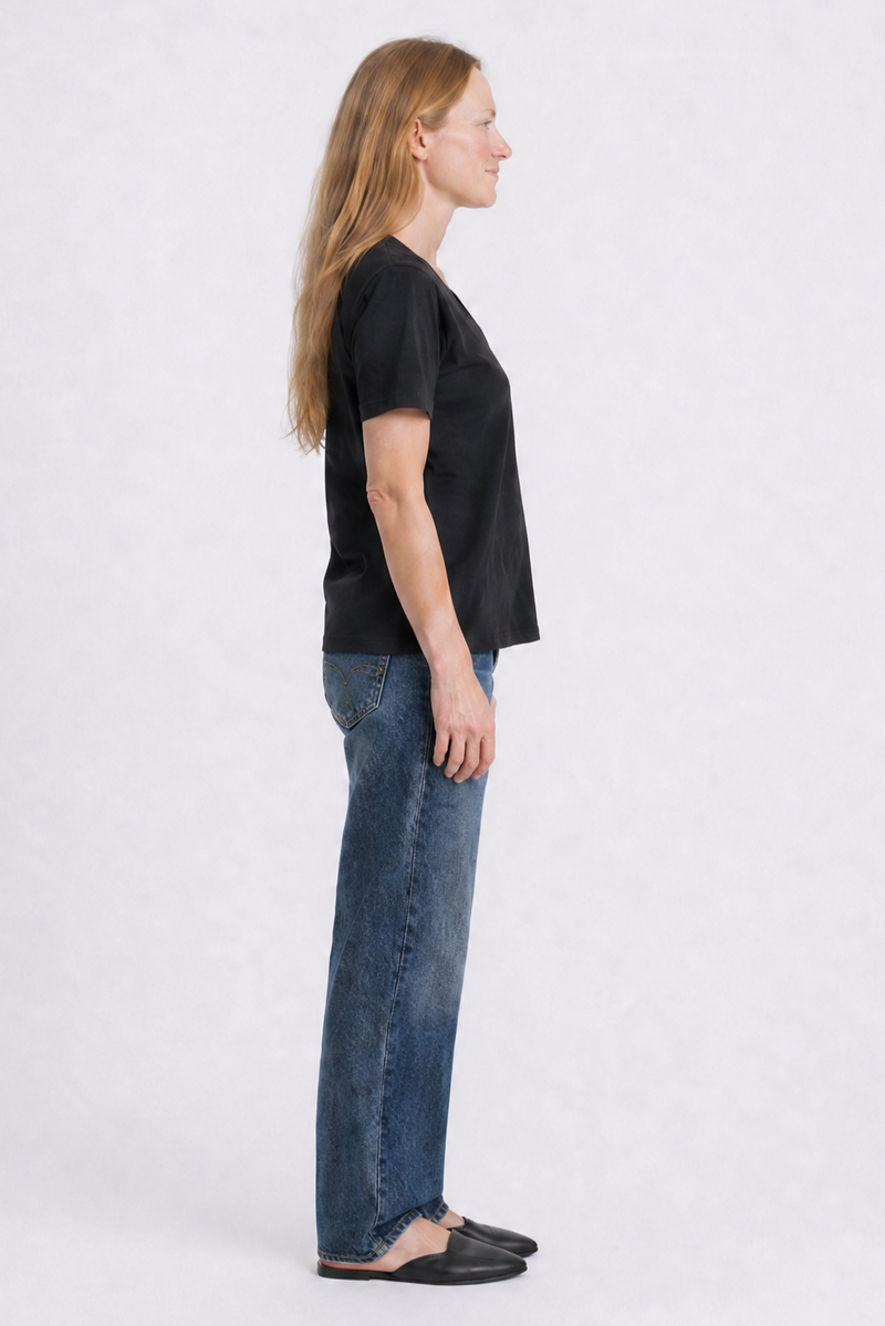 Camille V Neck Tee Black