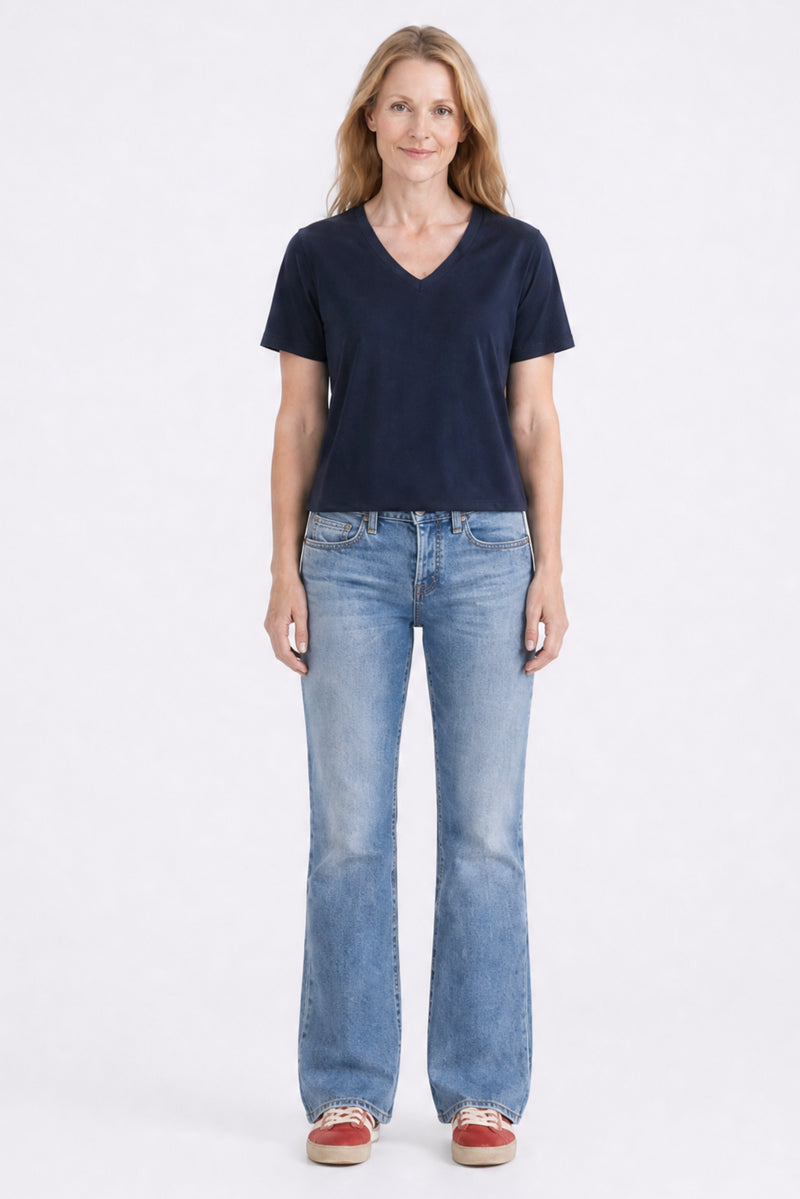 Camille V Neck Tee Navy Blazer