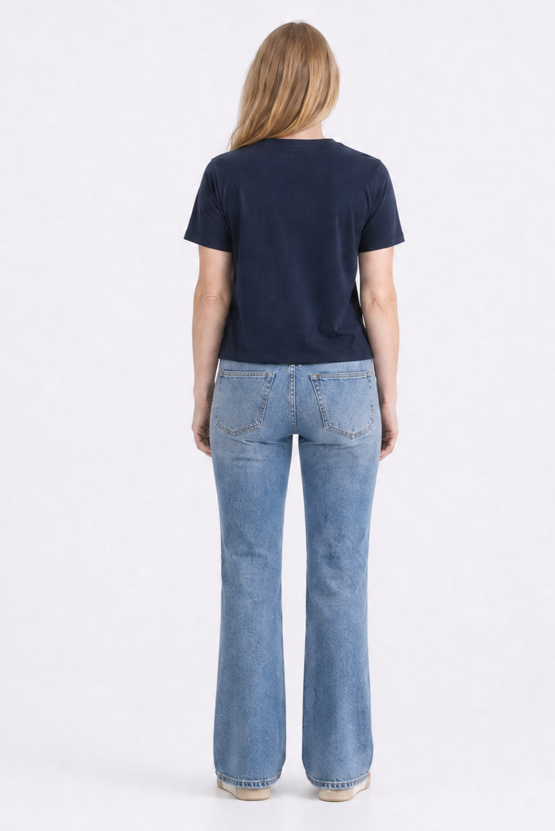 Camille V Neck Tee Navy Blazer