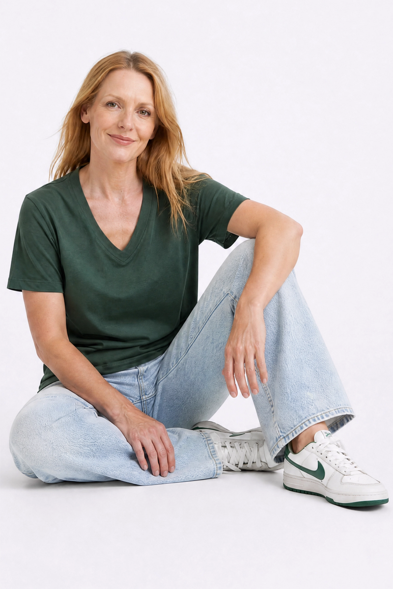 Camille V Neck Tee Sycamore