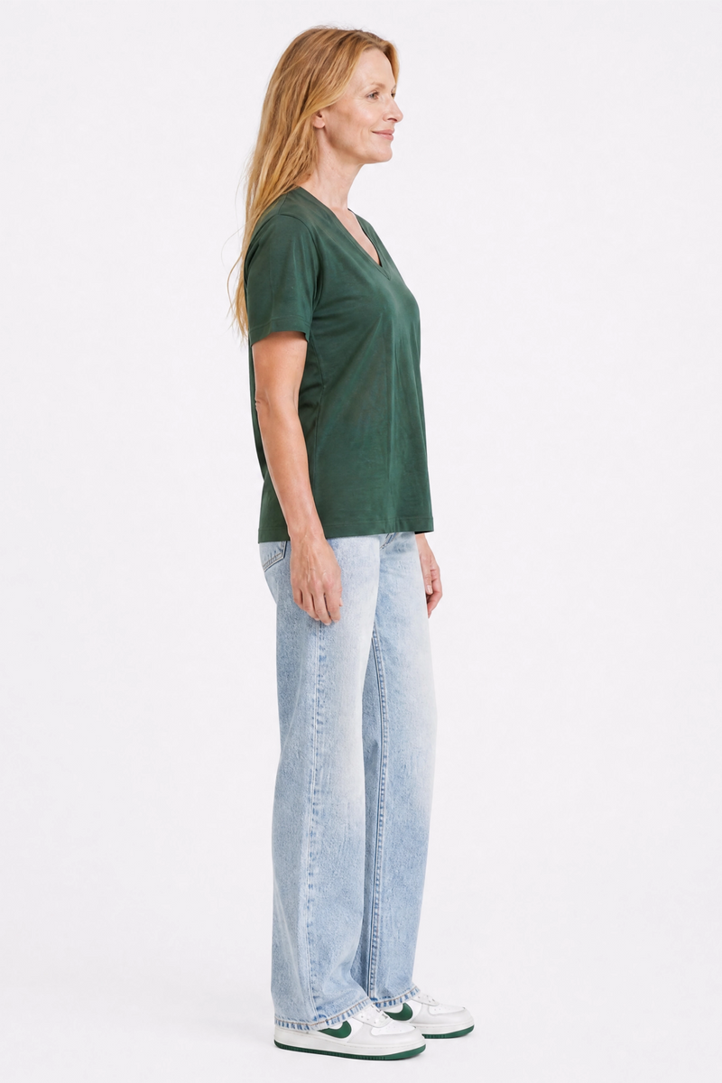 Camille V Neck Tee Sycamore