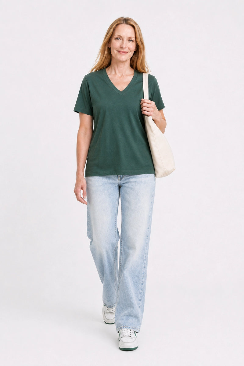 Camille V Neck Tee Sycamore