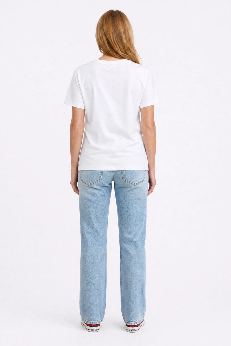 Camille V Neck Tee White
