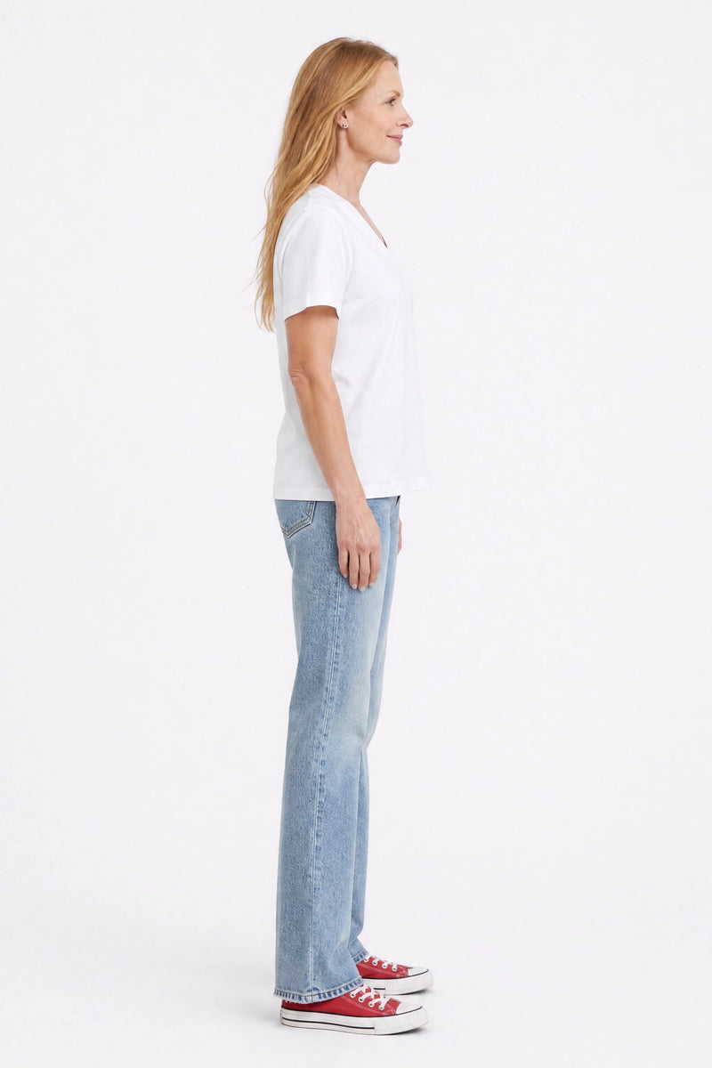Camille V Neck Tee White