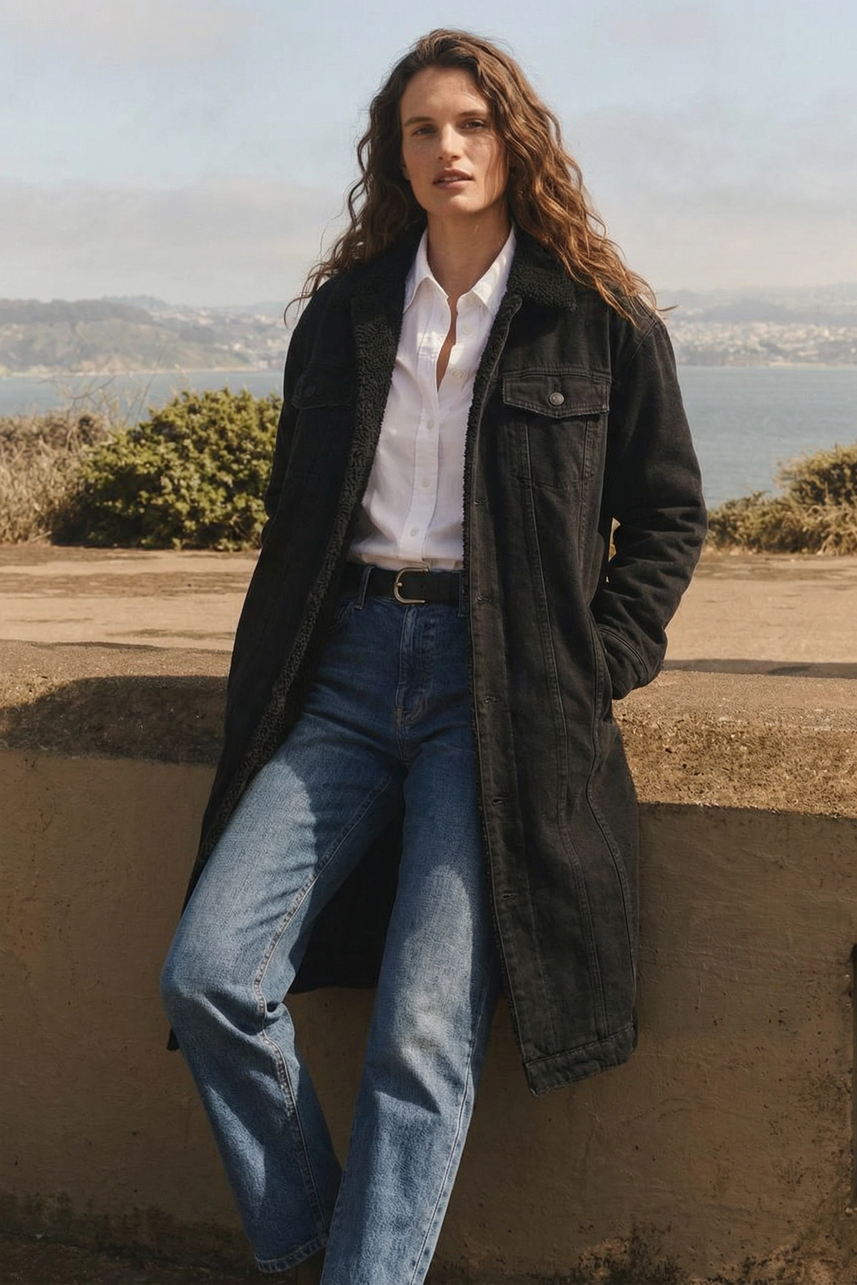 Sherpa Long Coat for Women | Soft Black Outerwear - Oliver Logan Sherpa Long Coat for Women | Soft Black Outerwear - Oliver Logan