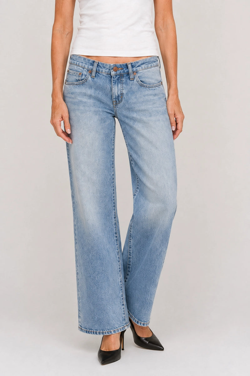 Winston Low Rise Wide Leg Light Indigo Worn