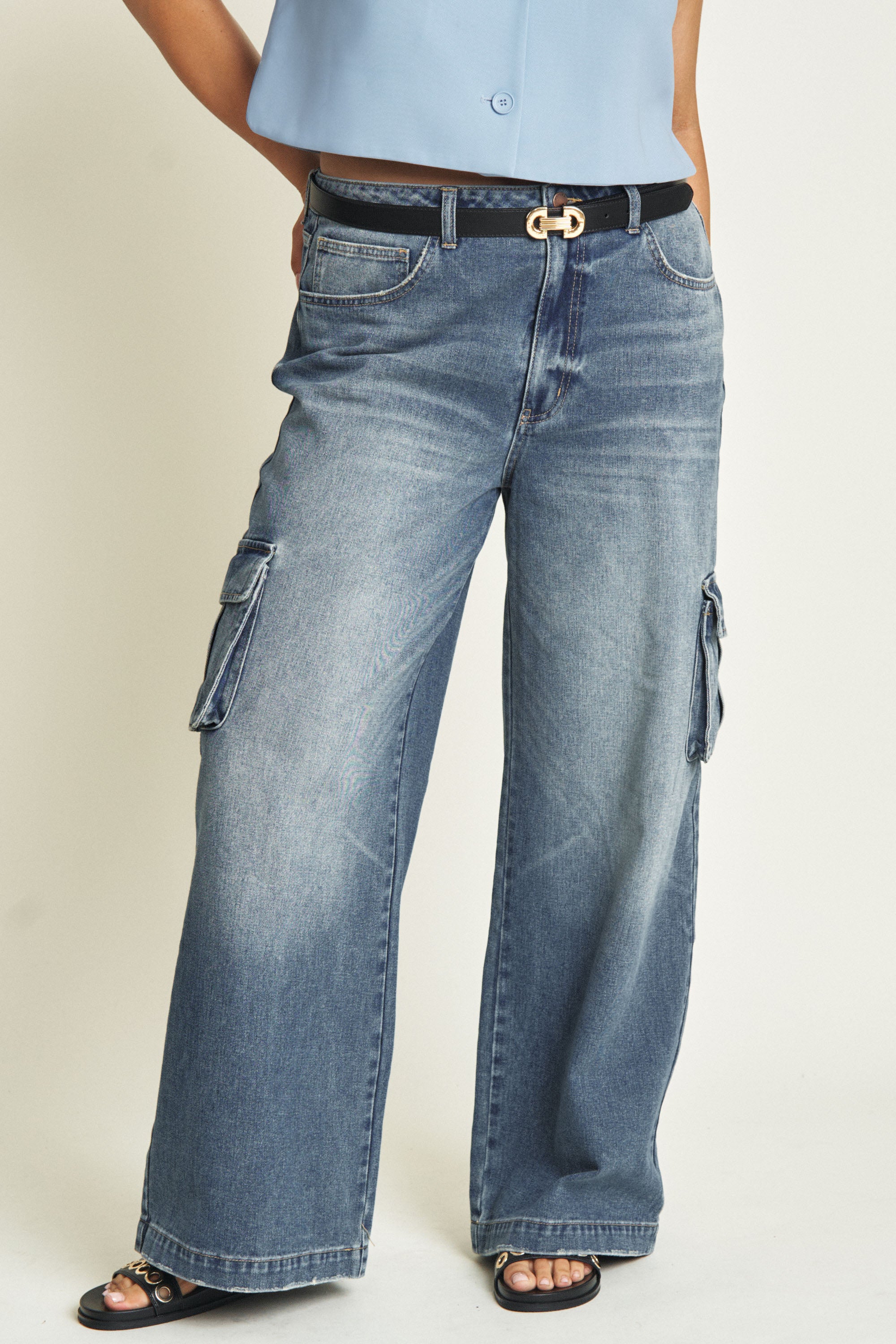 Madison Cargo Wide Leg Jeans – Aged Indigo | Women's Utility
