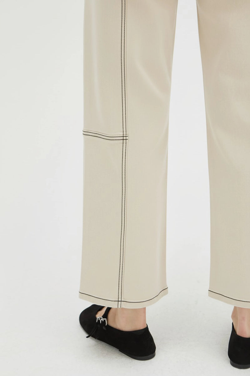 Lawson Wide Leg High Rise Ankle Crop Ecru