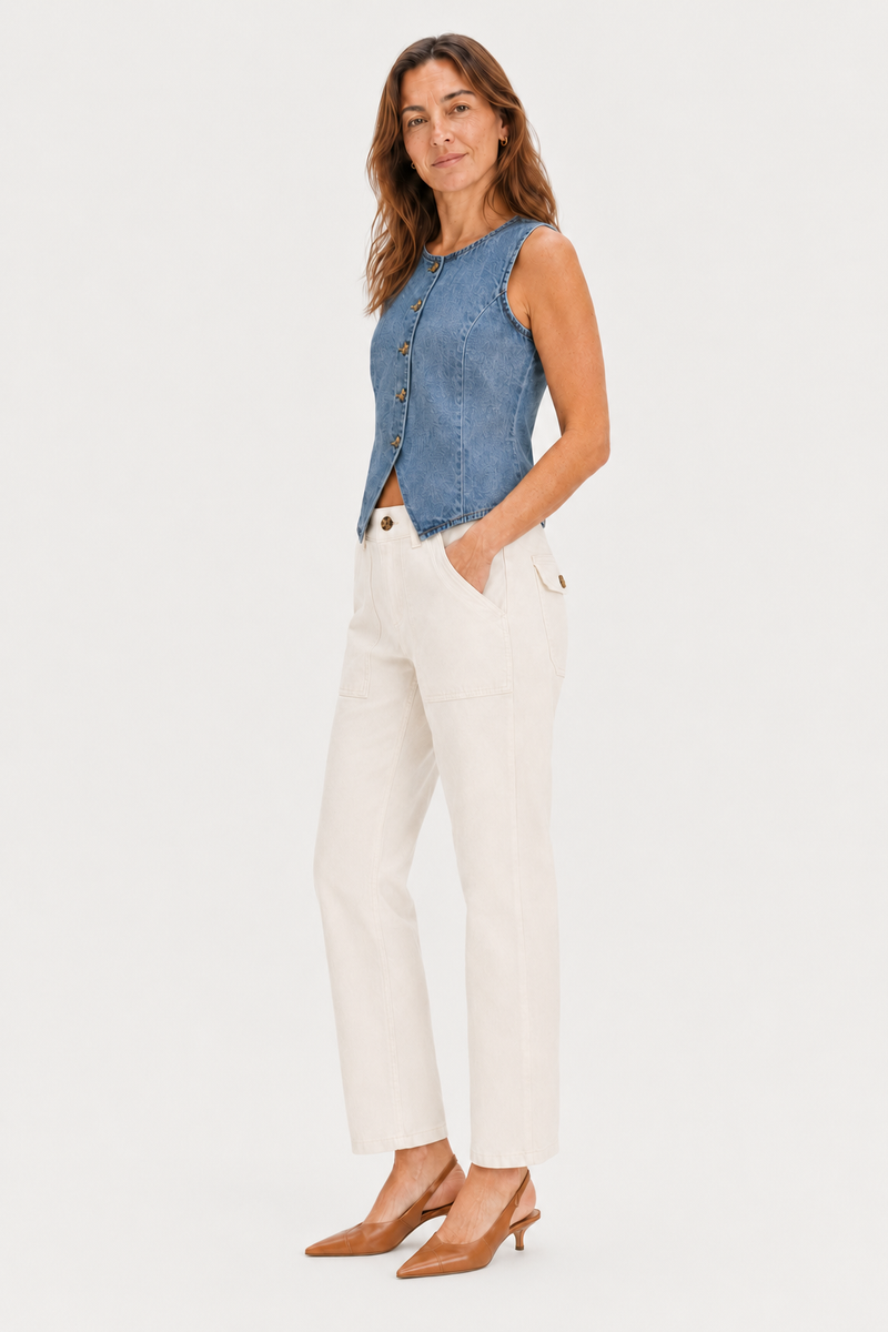 Sherman High Rise Relaxed Wide Leg Vanilla