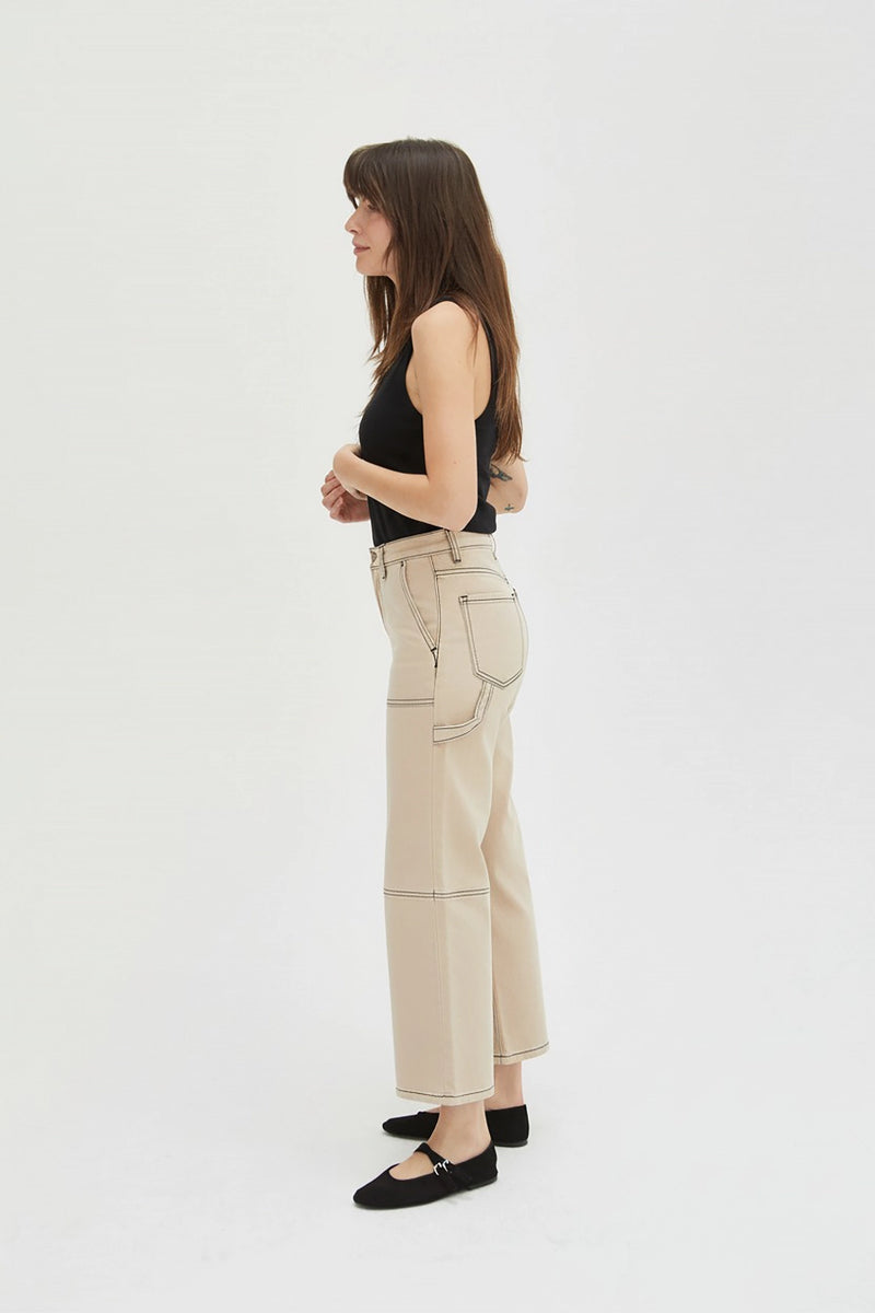 Lawson Wide Leg High Rise Ankle Crop Ecru