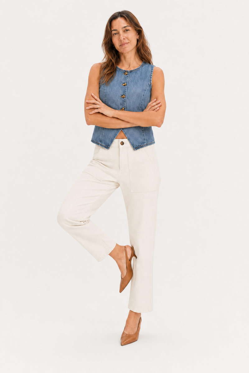 Sherman High Rise Relaxed Wide Leg Vanilla