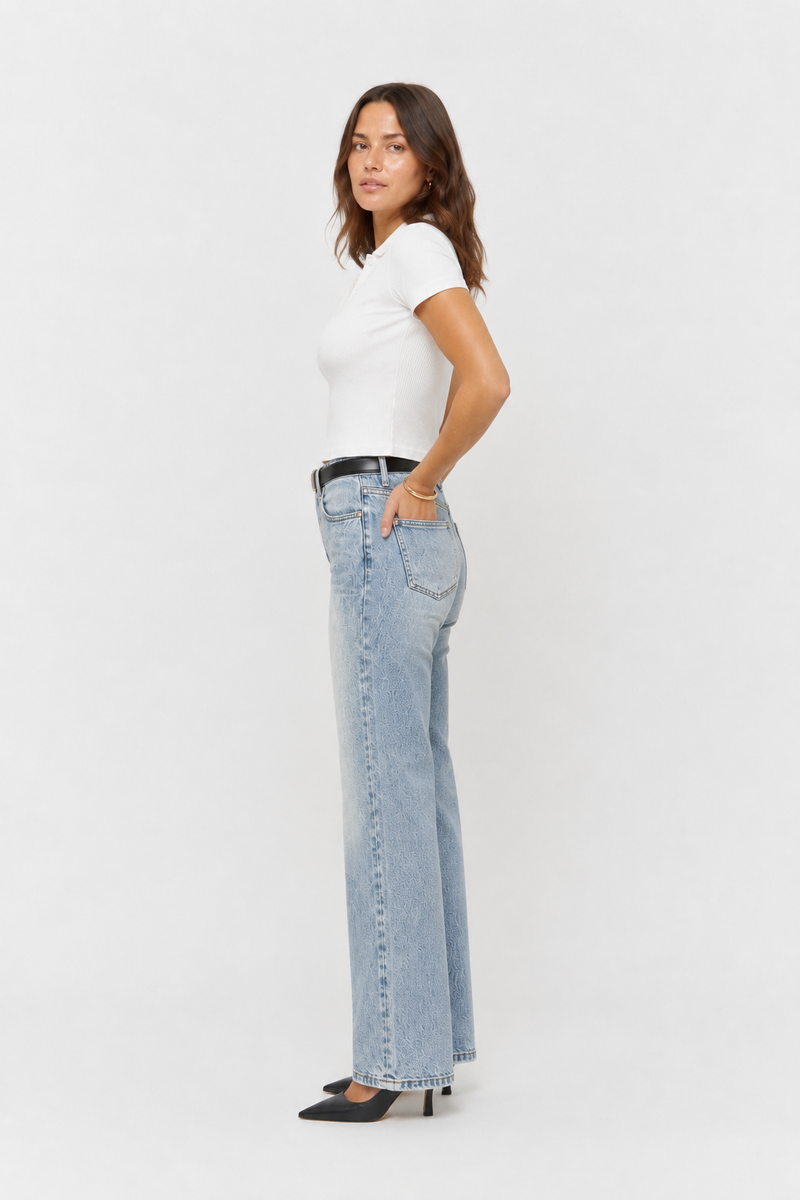 Winston Low Rise Wide Leg Light Indigo Worn