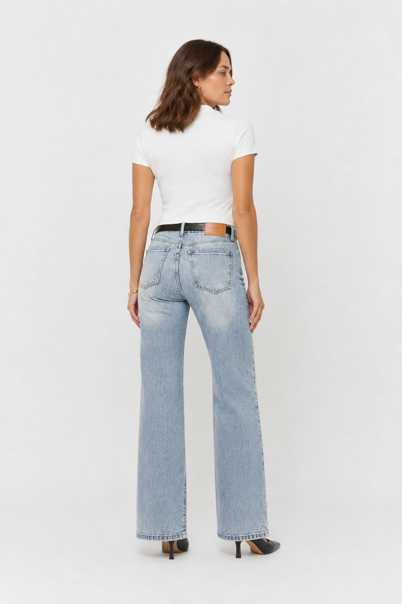 Winston Low Rise Wide Leg Light Indigo Worn