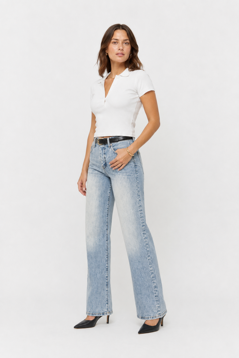 Winston Low Rise Wide Leg Light Indigo Worn