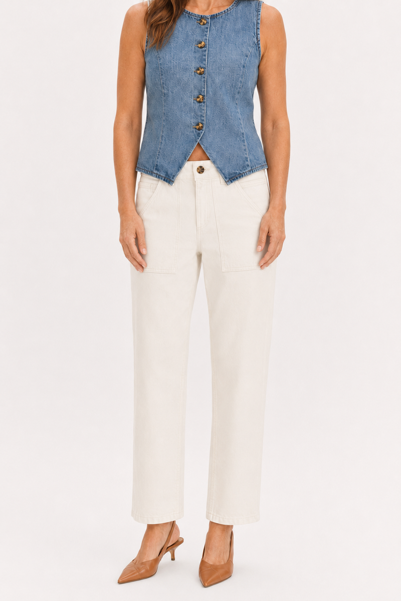 Sherman High Rise Relaxed Wide Leg Vanilla