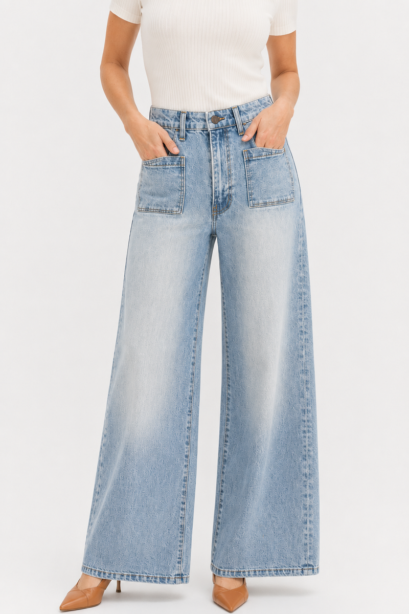 Campell Wide Leg High Rise Light Indigo Worn