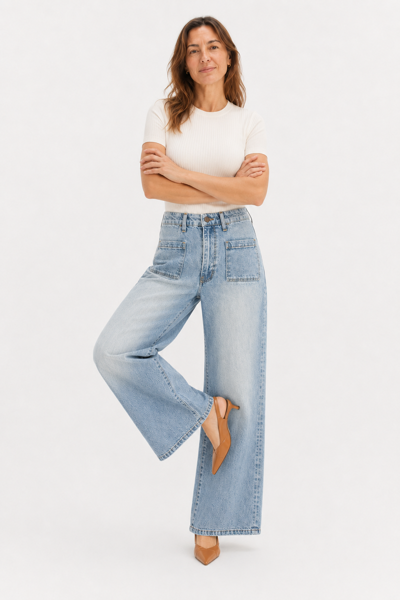 Campell Wide Leg High Rise Light Indigo Worn