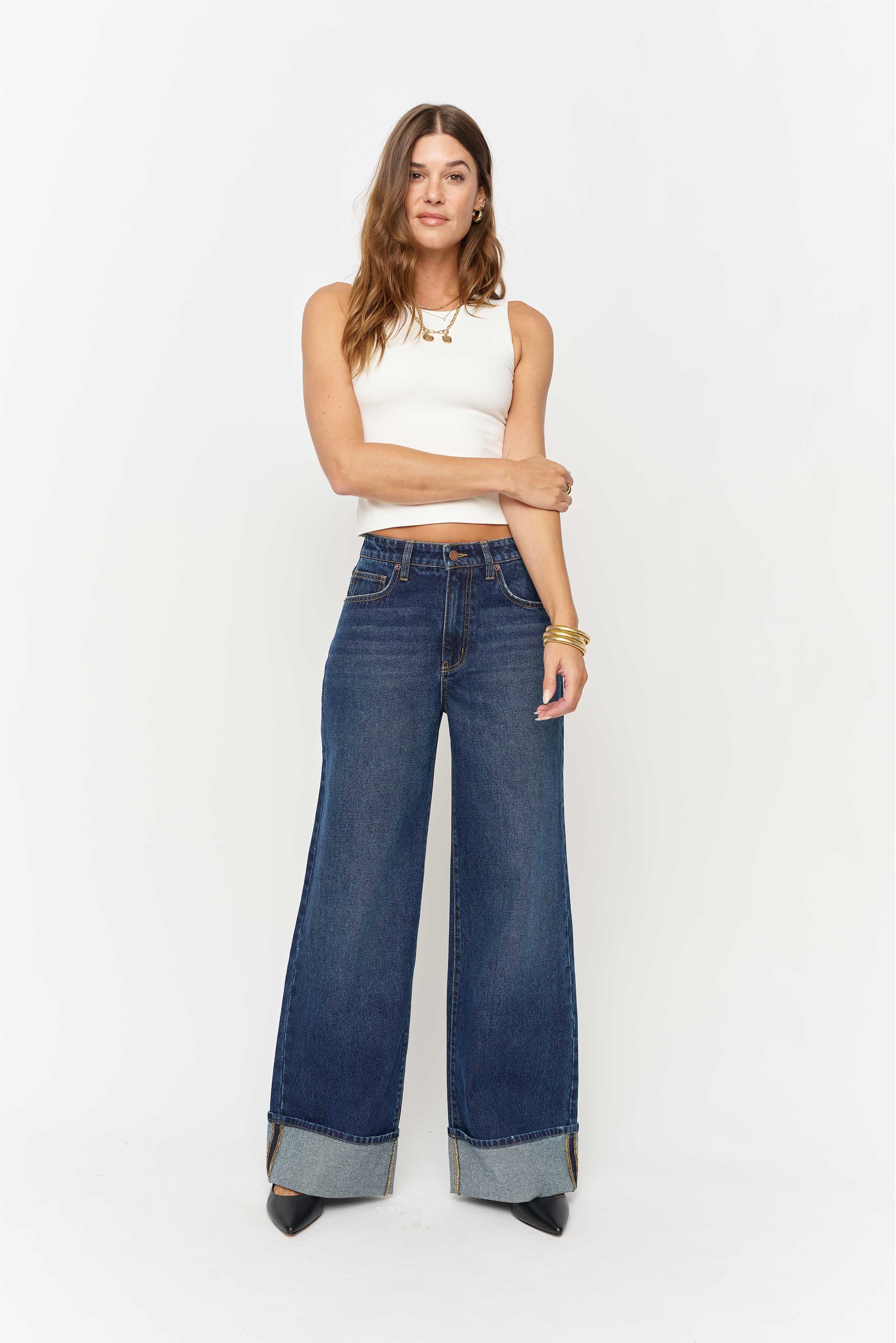 Parker High Rise Wide Leg Dark Worn - Oliver Logan