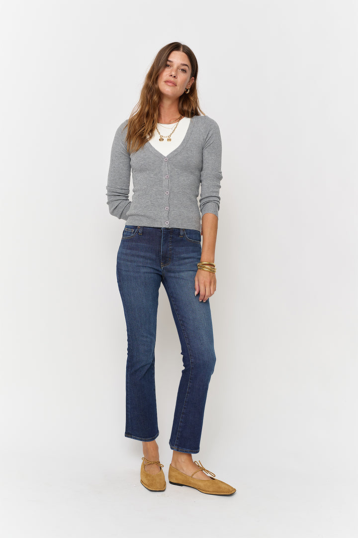 Palmer Kick Flare Mid Rise Crop Sculpt+ Dark Worn