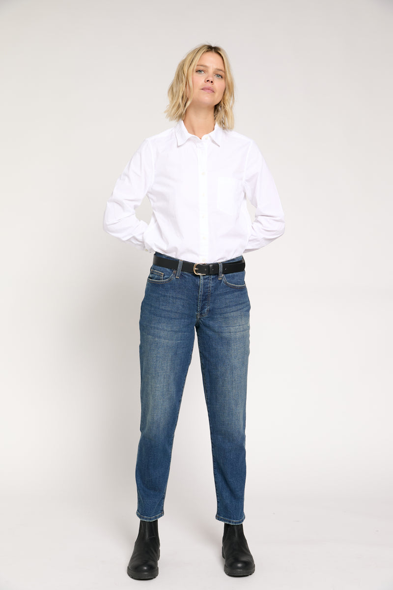 Mid Rise Relaxed Jeans Classic Blue Denim Oliver Logan